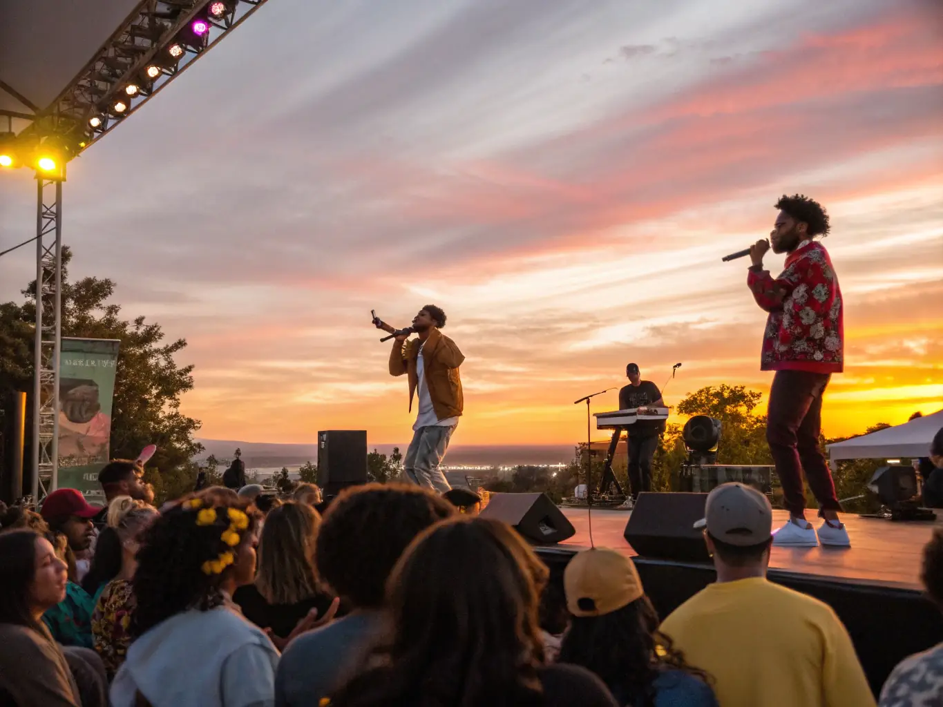 A dynamic image of a live performance supported by DOUBLE CROCHE, capturing the energy and excitement of the event and showcasing the organization's role in promoting performing arts.